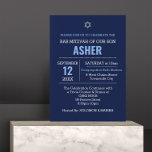 Convites Marinho Azul Nome moderno Bar do logotipo Mitzvah<br><div class="desc">Esses convites modernos para chic apresentam uma estrela do nome de david e bar mitzvah com fonte grande e david com um logotipo de estrela azul e prata de David Name no verso. Cada linha de texto é perfeitamente personalizável para dizer exatamente o que você quer!</div>