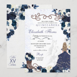 Convites Marinho azul Princesa Charra Quinceañera