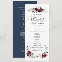 Convites Marinho azul | Programa de Casamento Floral Vermel