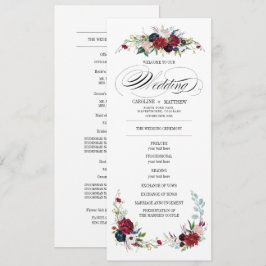 Convites Marinho azul | Programa de Casamento Floral Vermel