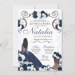 Convites Marinho Azul Ranchero Princess Dress Quinceanera