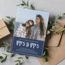 Marinho Azul Sra. Brush Script Wedding