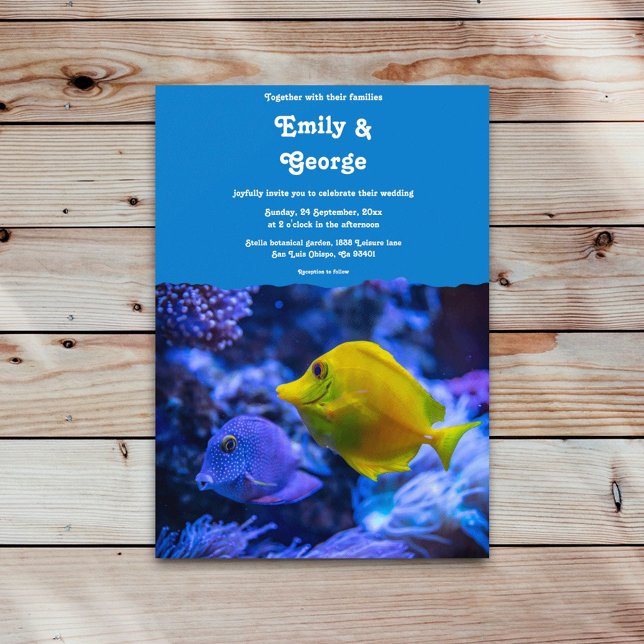 Convites Marinho Azul Submarino Peixe  Casamento náutico (Criador carregado)