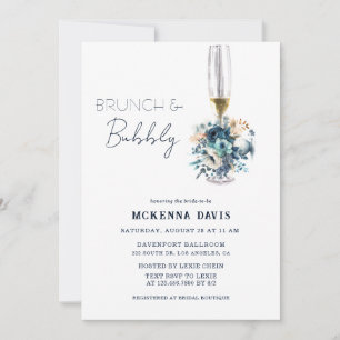 Convites Marinho azul-turquesa Brunei Floral e Bubble
