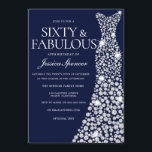 Convites Marinho azul Vestido branco 60ª Festa de aniversár<br><div class="desc">Marinho Azul Branco Vestido 60º Fabuloso Variações de Convite de aniversário para o convite e itens correspondentes na nossa loja</div>