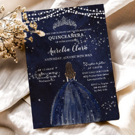 Convites Marinho Azul Vestido Silver Quinceañera
