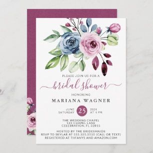 Convites Marinho Azul Vinho Aquarela Chá de panela Inv