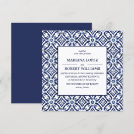 Convites Marinho Azulejo | Casamento de padrões de Azulejo 