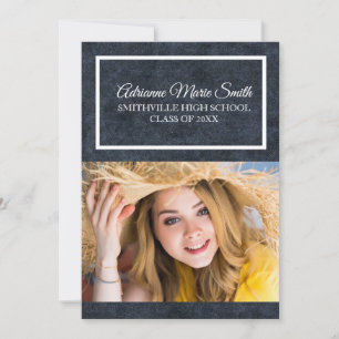 Convites Marinho Blue and White Photo Graduation Trunk Part