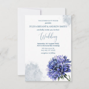 Convites Marinho Blue Cornflower simples casamento