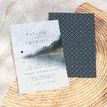 Convites Marinho Blue & Dourado Pine Tree & Lake Weding<br><div class="desc">Comece a planejar seu dia especial com estes convites elegantes. Este design apresenta uma pintura aquarela de uma paisagem de lago e pinheiro com a tipografia de script clássica. Cartões invertidos a um padrão geométrico dourado esfarrapado contra fundo azul marinho.</div>