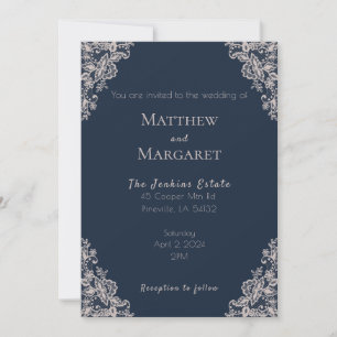 Convites Marinho Blue e Lace Wedding