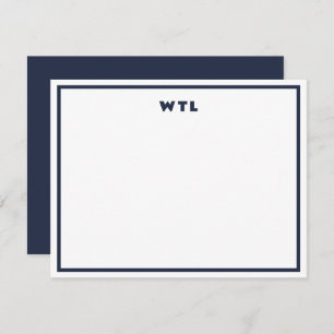 Convites Marinho Blue Initials Monograma Modern Note Card