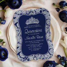 Convites Marinho Blue Lace Quinceañera
