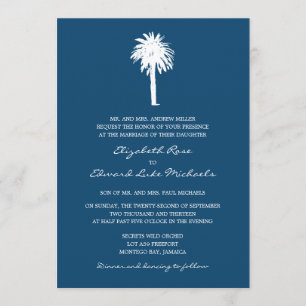 Convites Marinho Blue Palm Tree Casamento