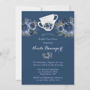 Convites Marinho Blue Peony Wedad Tea Party