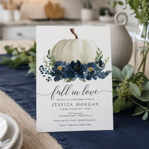 Convites Marinho Blue Pumpkin Fall in Love Chá de panela