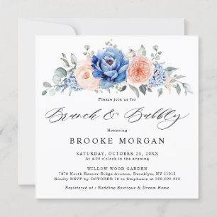 Convites Marinho Blue Slate Dusty Blush Brunand Bubble Rosa