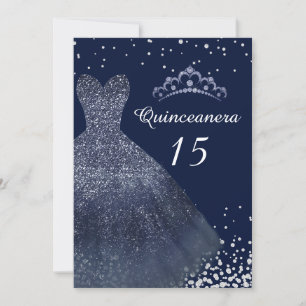 Convites Marinho Blue Sparkle Gress Quinceanera Party
