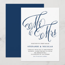 Convites Marinho Blue Sr. e Sra. Rustic Calliografia Casame