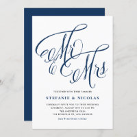 Marinho Blue Sra. e Sra. Rustic Script Wedding