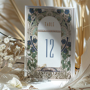 Convites Marinho Blue Table Number Vintage Art Nouveau Casa