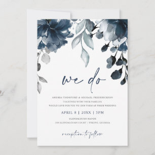 Convites Marinho Blue Watercolor Floral Jardim Floral Convi