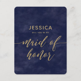 Convites Marinho Blue Watercolor Você Será Minha Madrinha d