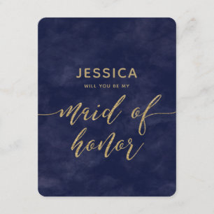 Convites Marinho Blue Watercolor Você Será Minha Madrinha d