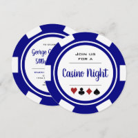 Marinho Blue White Poker Chip Casino Night Birday