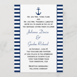 Convites Marinho Blue White Stripes Anchor Casamentos Náuti
