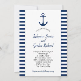 Convites Marinho Blue White Stripes Anchor Casamentos Náuti