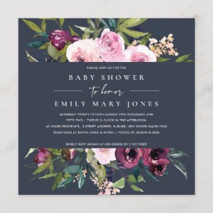 CONVITES MARINHO BLUSH BURGUNDY FLORAL BUNCH CHÁ DE FRALDA