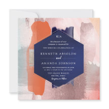 Marinho Blush de Coral de Arte Moderna do Bloco de