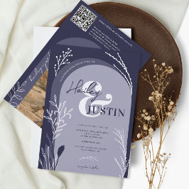 Convites Marinho Boho nomes de fotos azuis script arnês cas