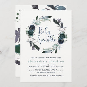 Convites Marinho Boho Peony Floral Wreath Baby Sprinkle
