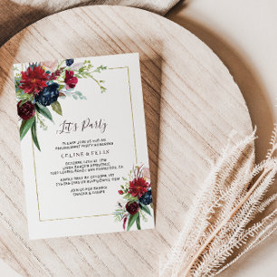 Convites Marinho Borgonha Moderno - Vamos Floral Blush