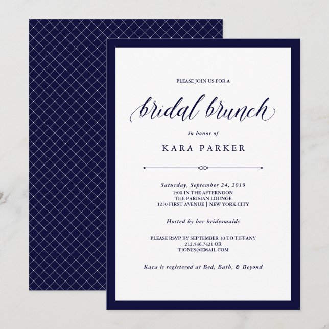 Convites Marinho | Bridal Brunch Elegante (Frente/Verso)