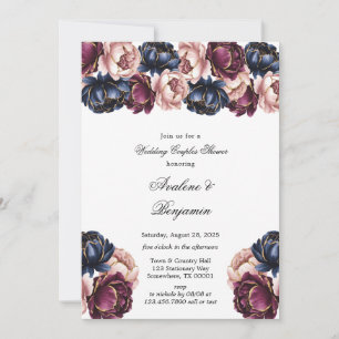 Convites Marinho Burgundy Pink Peony Chá Casal de Casamento