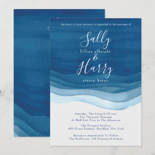 Convites Marinho, Casamento de Ondas de Aquarela Moderna