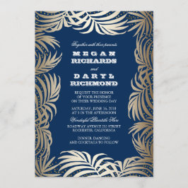 Convites Marinho - Casamento Dourado com Palm Leaf Beach
