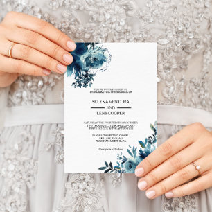 Convites Marinho Celestial Blue Floral casamento