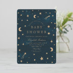 Convites Marinho Celestial Dourado Estrelas Chá de fraldas<br><div class="desc">Marinho de Aquarela Estrelas Douradas Místicas Chá de fraldas de Lua</div>