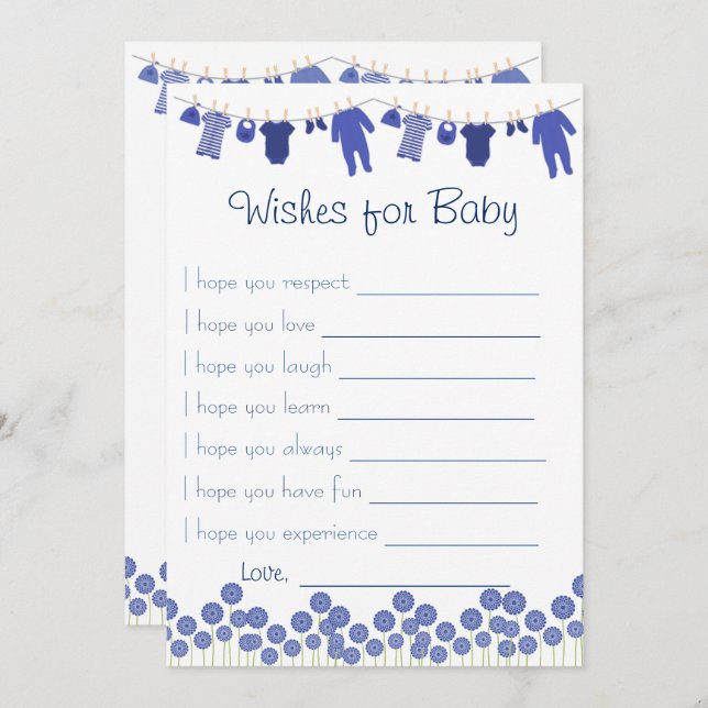 Convites Marinho Chá de fraldas Deseja Jogo Para Bebê (Frente/Verso)