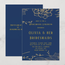 Marinho Clássico Azul Dourado Rachel Bridesmaids L
