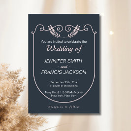 Convites Marinho Clássico Elegante e Casamento Blush