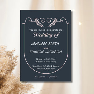 Convites Marinho Clássico Elegante e Casamento Blush