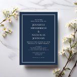 Convites Marinho Clássico Moderno Casamento Azul<br><div class="desc">Convite para Casamento Azul de Marinho Clássico Elegante Moderno</div>