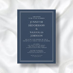 Convites Marinho Clássico Moderno Casamento Virtual Azul<br><div class="desc">Convite Virtual de Casamento Azul do Marinho Clássico Elegante Moderno</div>