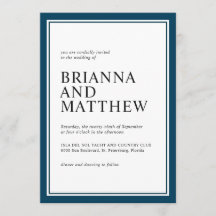 Marinho Clássico Simples e Casamento Branco